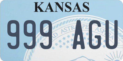 KS license plate 999AGU