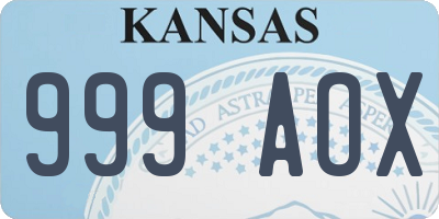 KS license plate 999AOX
