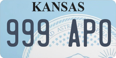 KS license plate 999APO