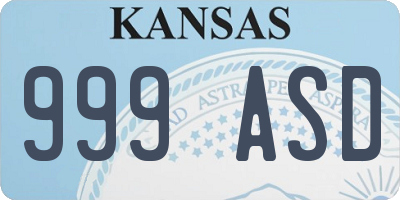KS license plate 999ASD