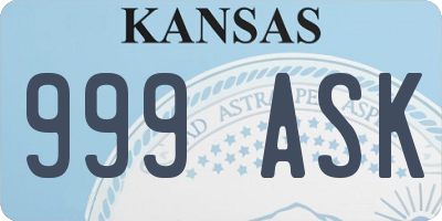 KS license plate 999ASK