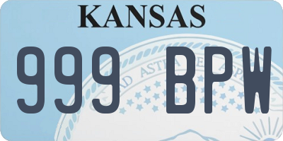 KS license plate 999BPW