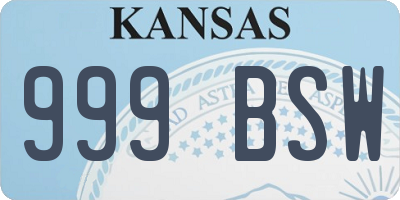 KS license plate 999BSW