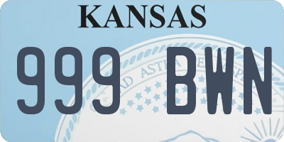 KS license plate 999BWN
