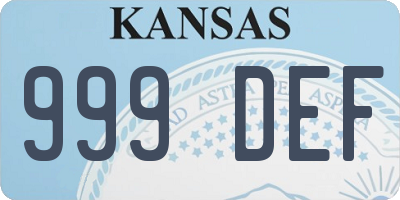 KS license plate 999DEF