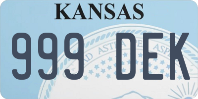 KS license plate 999DEK