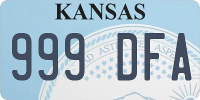 KS license plate 999DFA