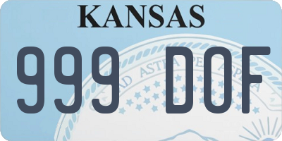 KS license plate 999DOF