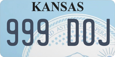 KS license plate 999DOJ