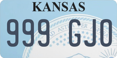 KS license plate 999GJO