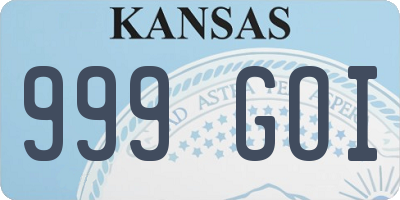 KS license plate 999GOI
