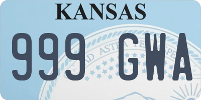 KS license plate 999GWA