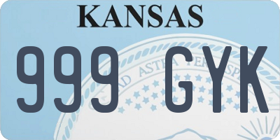 KS license plate 999GYK