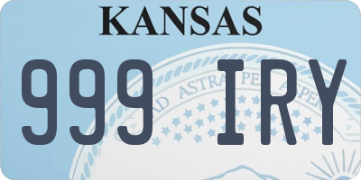 KS license plate 999IRY