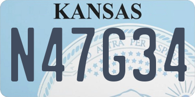 KS license plate N47G34