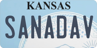 KS license plate SANADAV