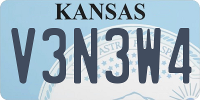 KS license plate V3N3W4