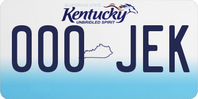 KY license plate 000JEK