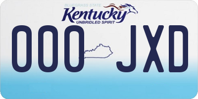 KY license plate 000JXD