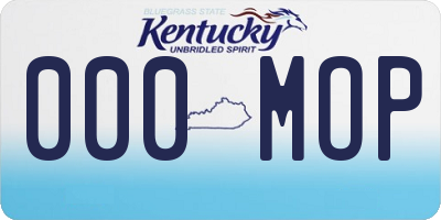KY license plate 000MOP