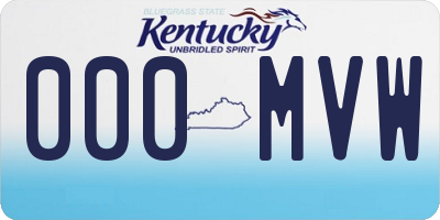 KY license plate 000MVW