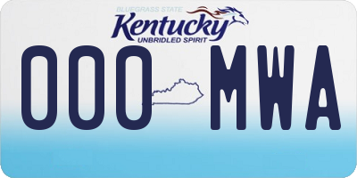 KY license plate 000MWA