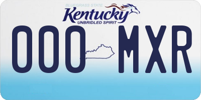 KY license plate 000MXR
