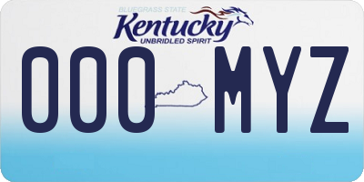 KY license plate 000MYZ