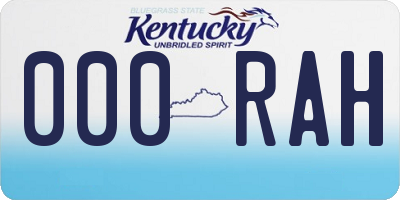 KY license plate 000RAH