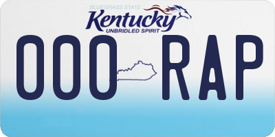 KY license plate 000RAP