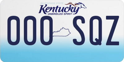KY license plate 000SQZ