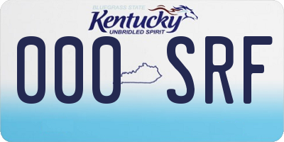KY license plate 000SRF