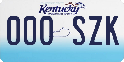 KY license plate 000SZK