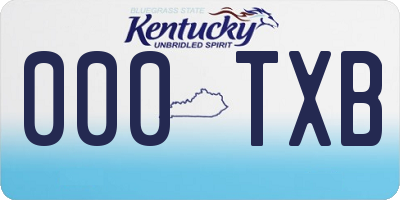KY license plate 000TXB