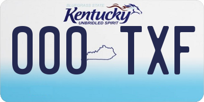 KY license plate 000TXF