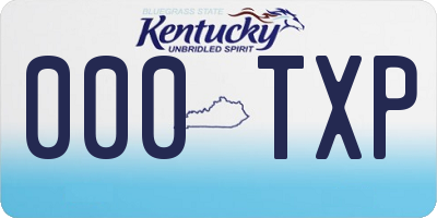 KY license plate 000TXP