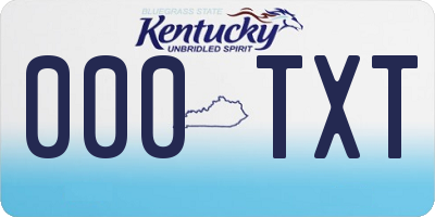 KY license plate 000TXT