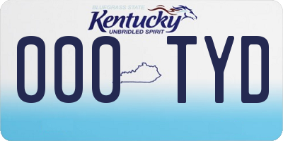 KY license plate 000TYD