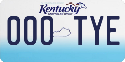 KY license plate 000TYE