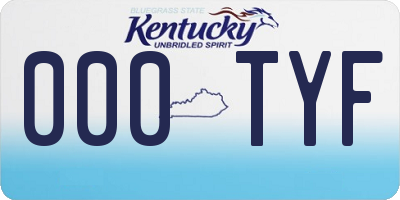 KY license plate 000TYF