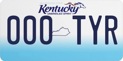 KY license plate 000TYR