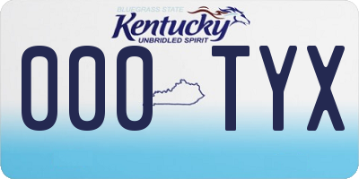 KY license plate 000TYX