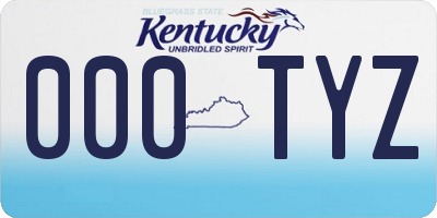KY license plate 000TYZ