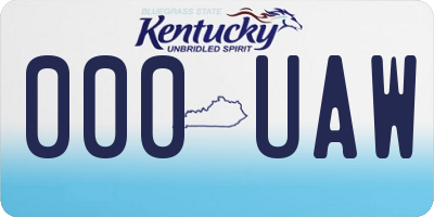KY license plate 000UAW