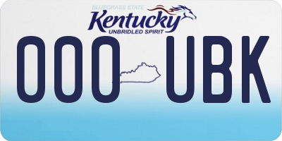 KY license plate 000UBK
