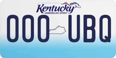 KY license plate 000UBQ