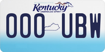 KY license plate 000UBW
