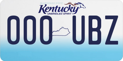 KY license plate 000UBZ