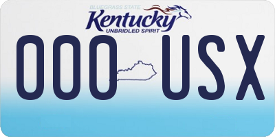 KY license plate 000USX