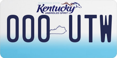KY license plate 000UTW